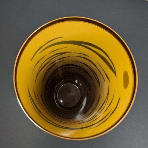 Vintage BOHEMIA Crystal Czech Republic Amber Black Tiger Stripe Vase - Picture 5 of 8